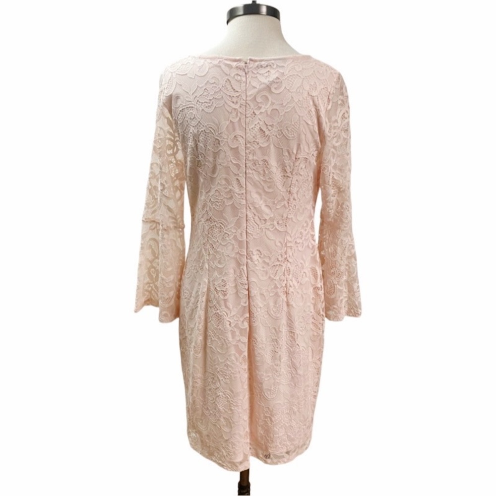 ALFANI Lace Dress Bell Sleeve SZ 6 Peach Feminine Spring Romantic Cocktail - Picture 4 of 8